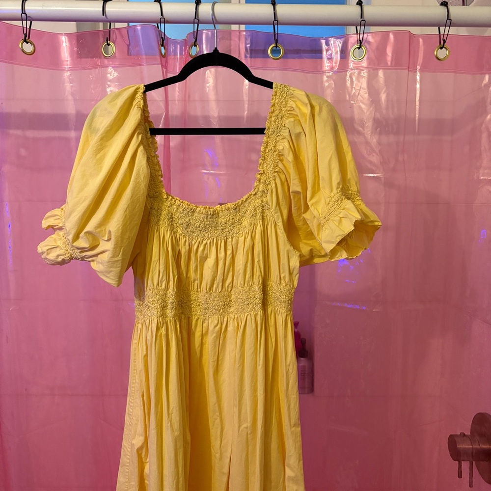 Doen Yellow Puff Sleeve Dress size Large